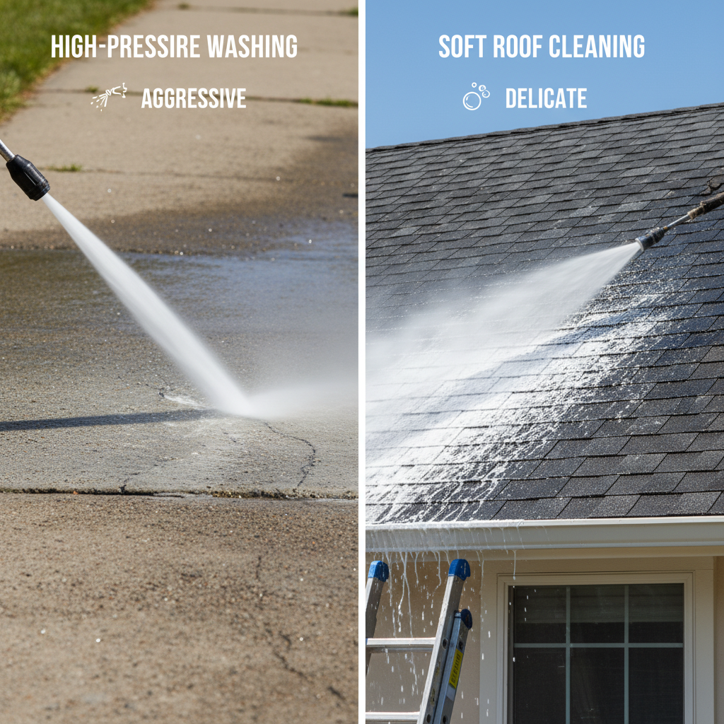 Soft Washing vs Pressure Washing